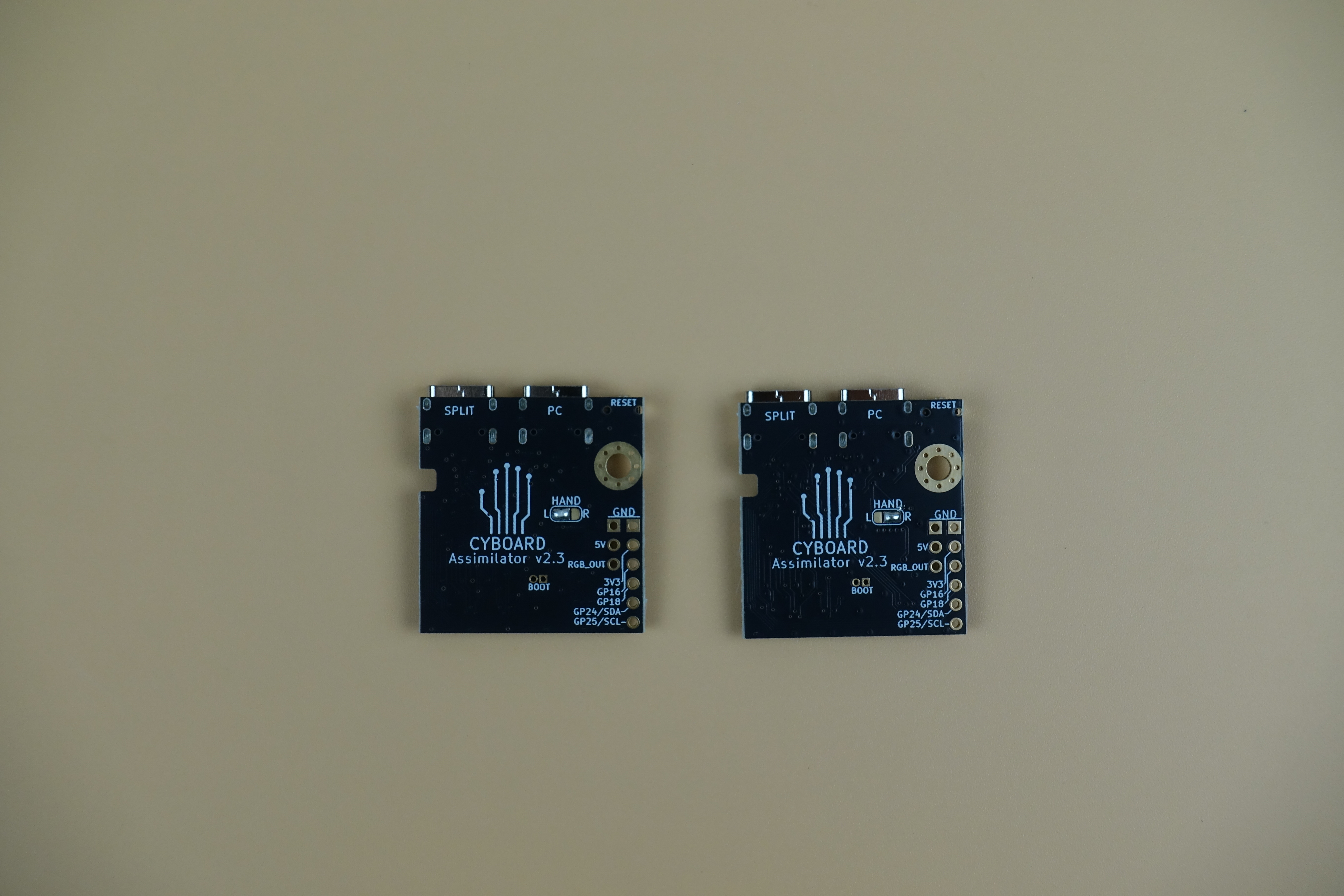 Assimilators with right and left jumpers soldered